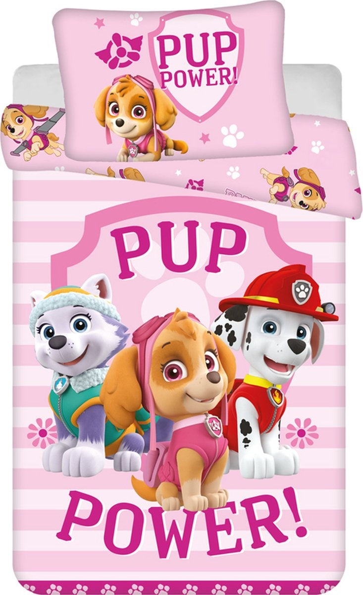 Paw Patrol dekbedovertrek Pup Power - katoen - 1-persoons (140x200 + 50x70 cm)