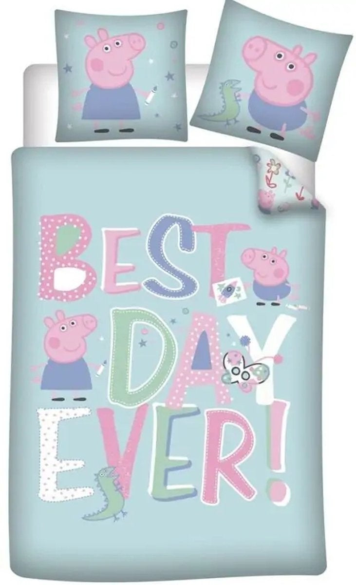 Peppa Pig dekbedovertrek Best Day Ever - microvezel - 1-persoons (140x200 + 63x63 cm)