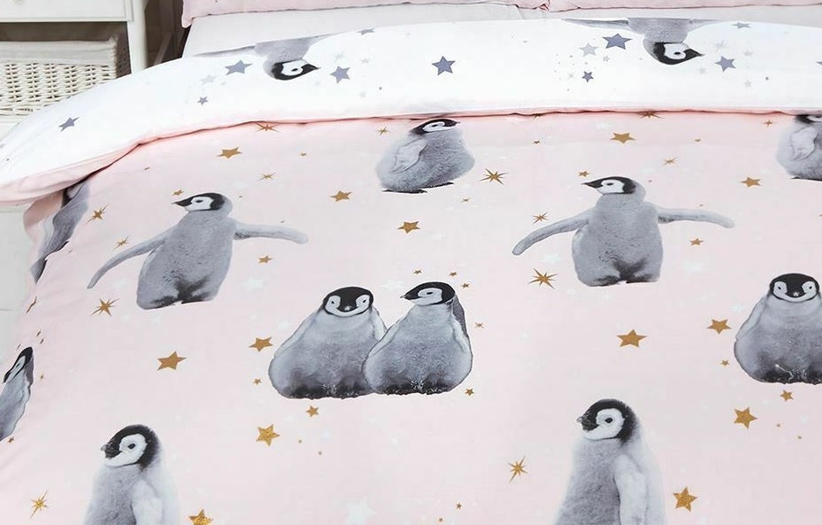Dekbedovertrek Starry pinguïns - Roze - Polykatoen