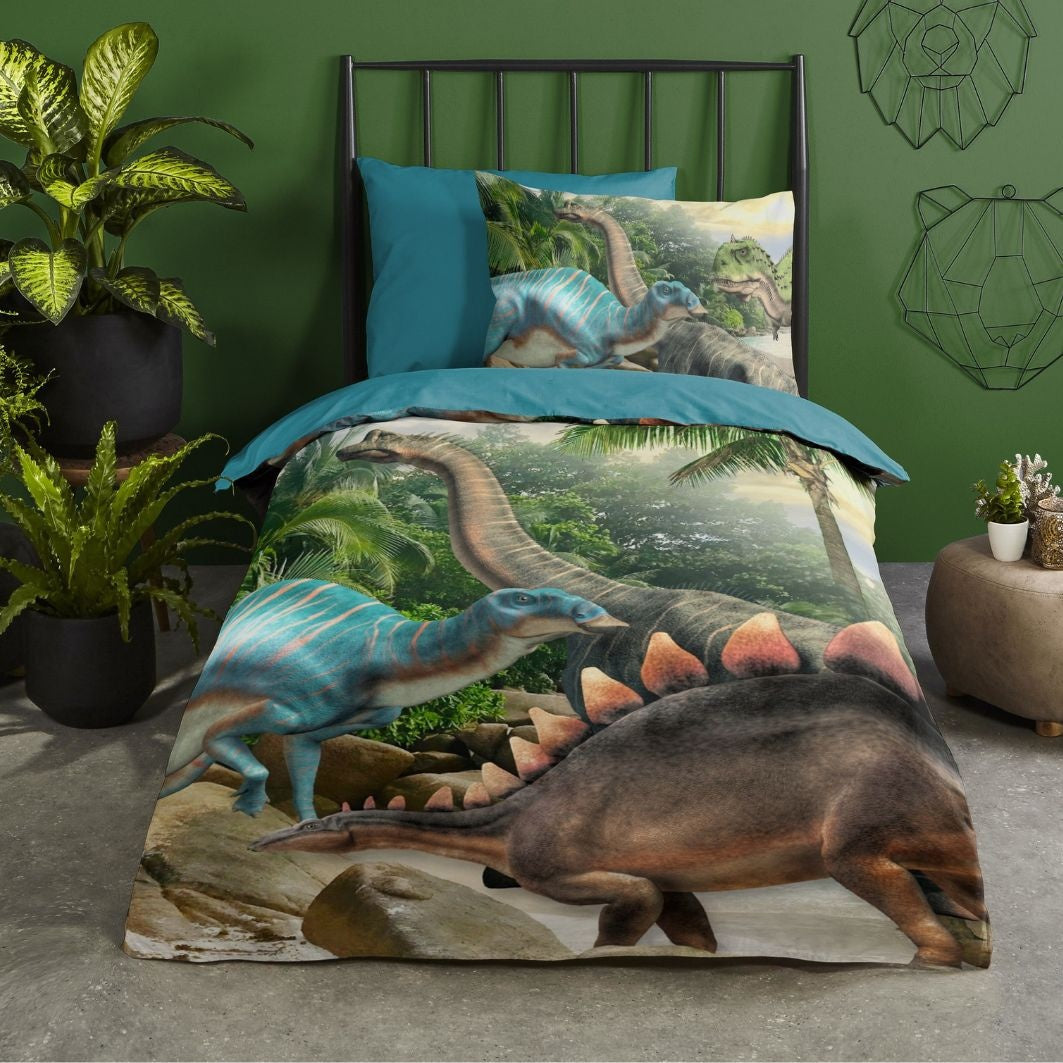 Dekbedovertrek Prehistory Dino - Microvezel - 1-persoons (140x220 + 60x70 cm)