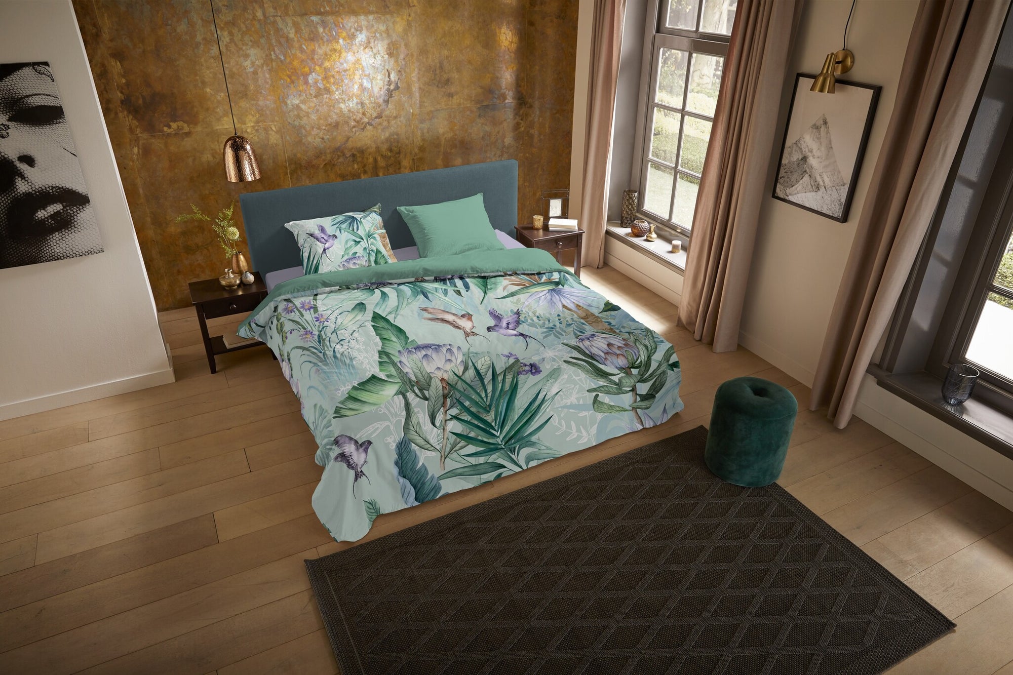 Pure dekbedovertrek Saba - groen - Microvezel - Lits-jumeaux (240x220 + 2st 60x70cm)