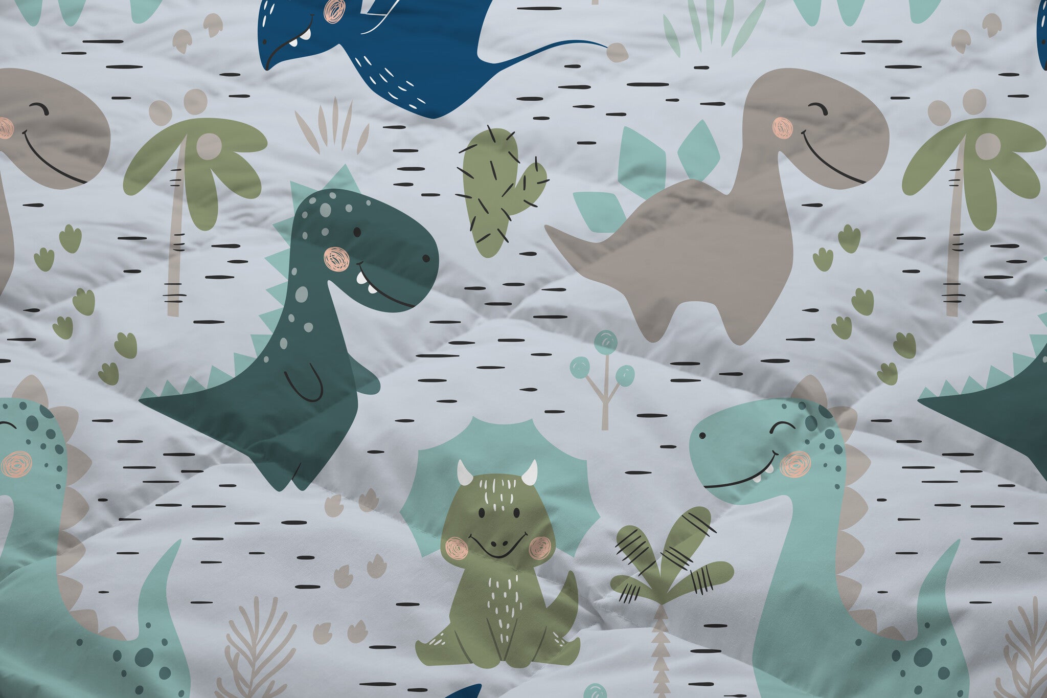 Kinderdekbed zonder overtrek Dino's - 1-persoons (140x200 + 60x70 cm)