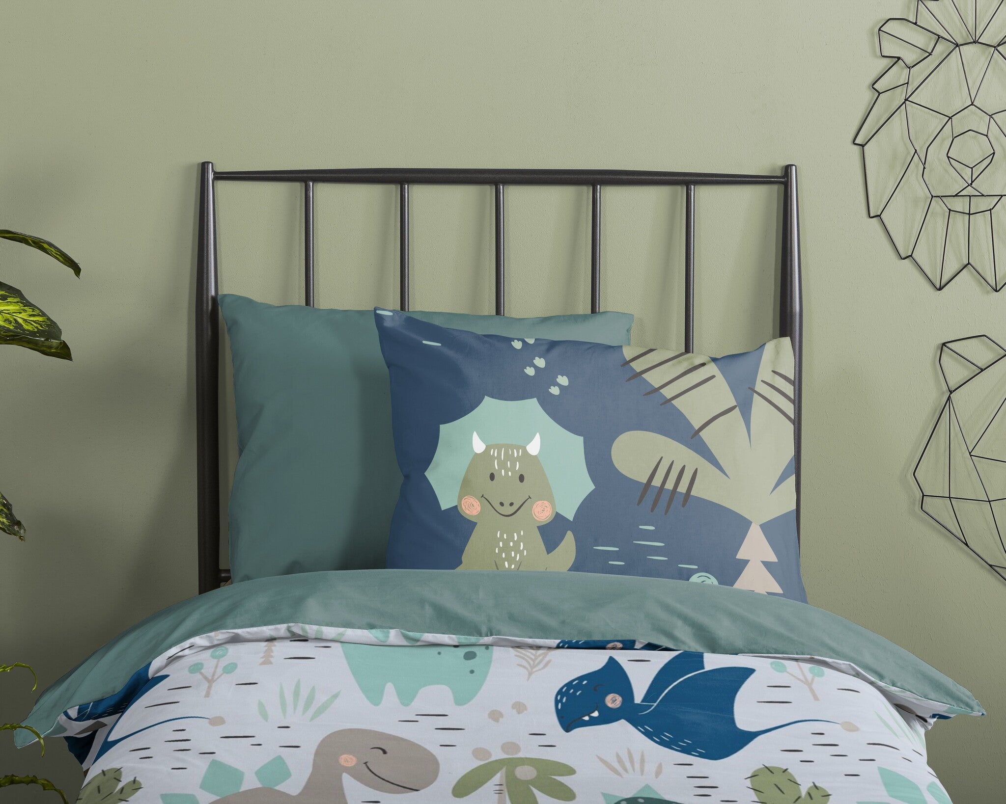 Kinderdekbed zonder overtrek Dino's - 1-persoons (140x200 + 60x70 cm)