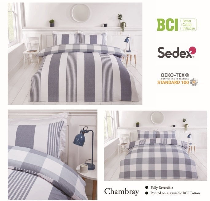 Dekbedovertrek Chambray denim - Polykatoen - Lits-jumeaux (230x220 + 2st 50x75cm)