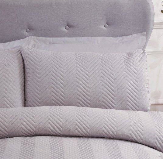 Dekbedovertrek Pinsonic chevron - grijs - Microvezel - 1-persoons (135x200 + 50x75cm)