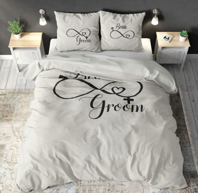 Dekbedovertrek Bride & Groom - polykatoen - 1-persoons (140x220 + 60x70cm)