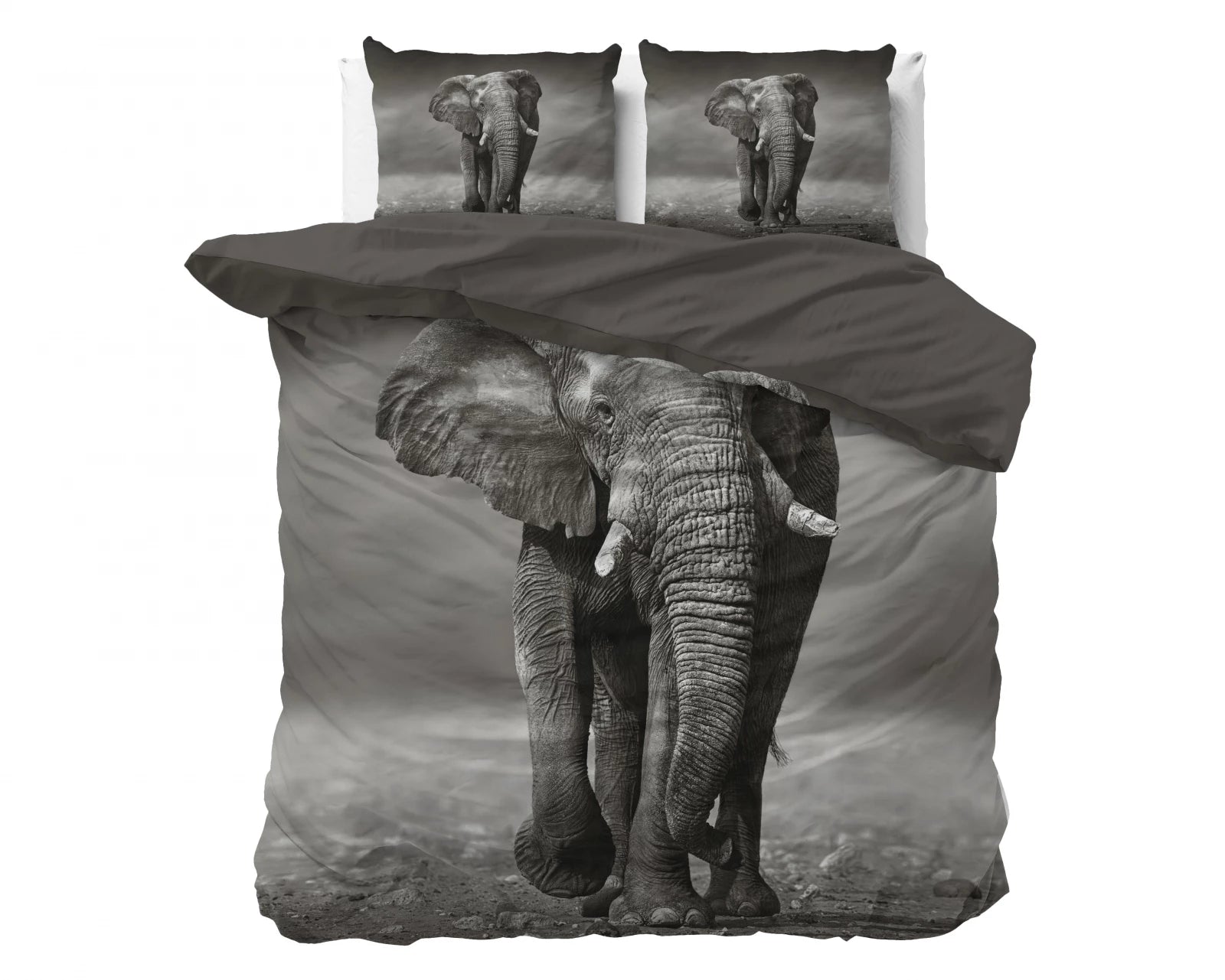Sleeptime dekbedovertrek Olifant - antraciet - Katoen - 2-persoons (200x220 + 2st 60x70cm)