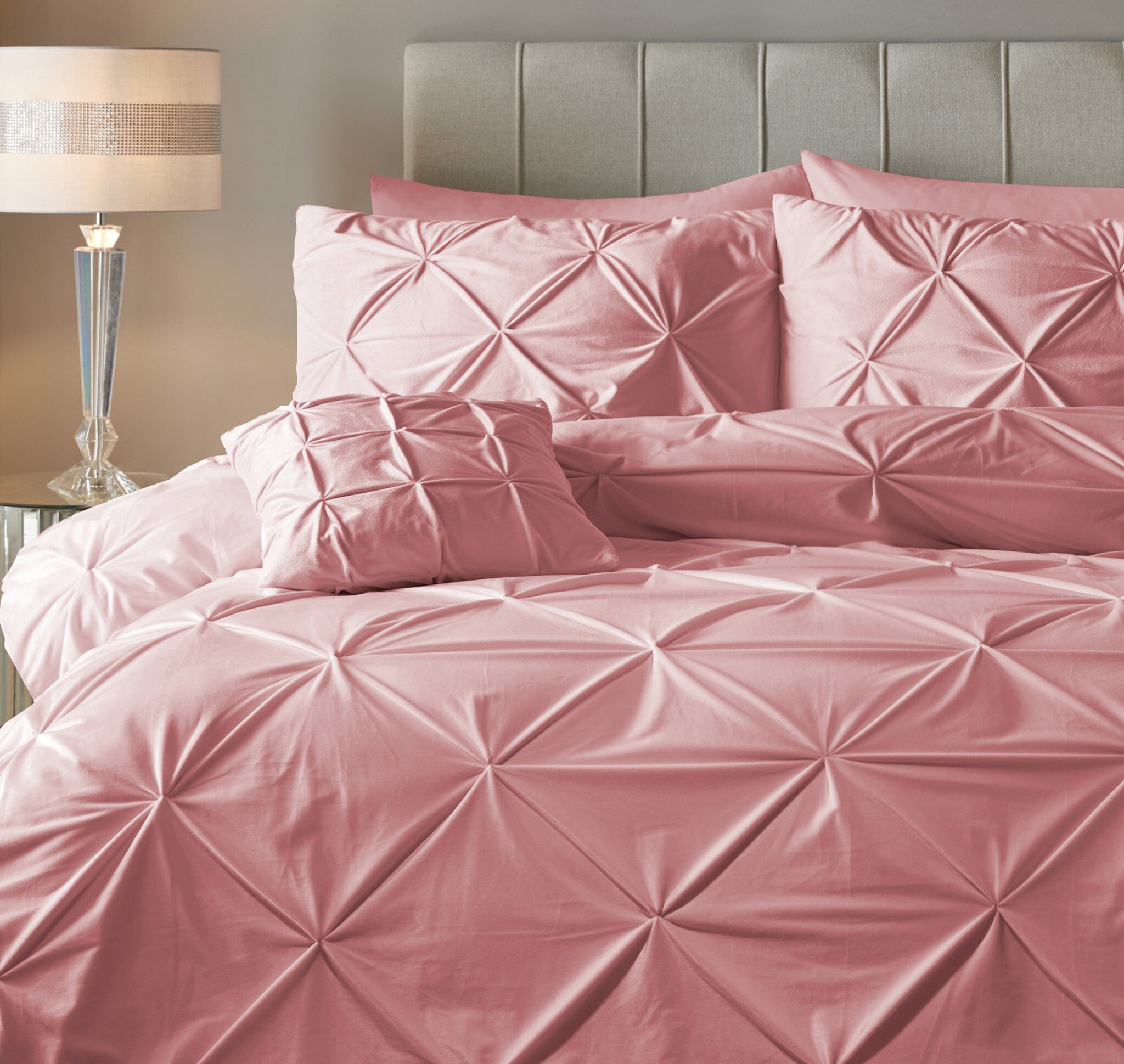 Velvet dekbedovertrek Pintuck - roze