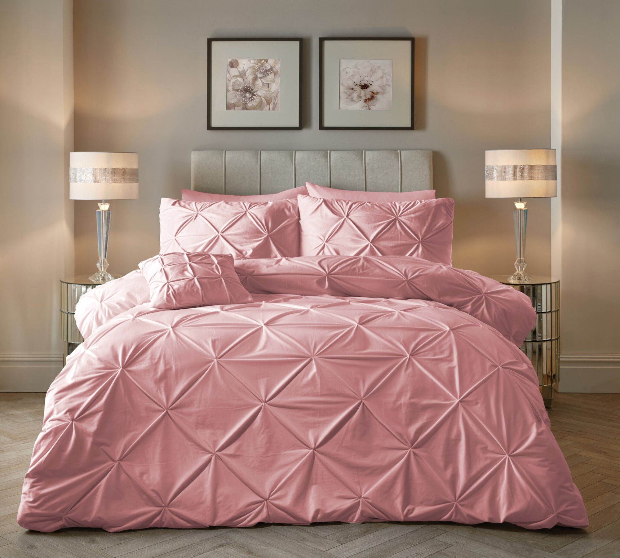 Velvet dekbedovertrek Pintuck - roze