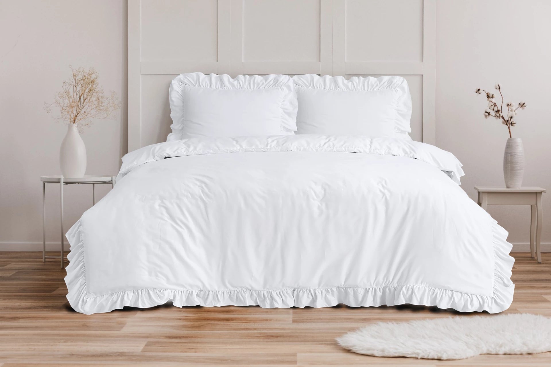 Sleeptime dekbedovertrek Ruffles - Wit - Microvezel