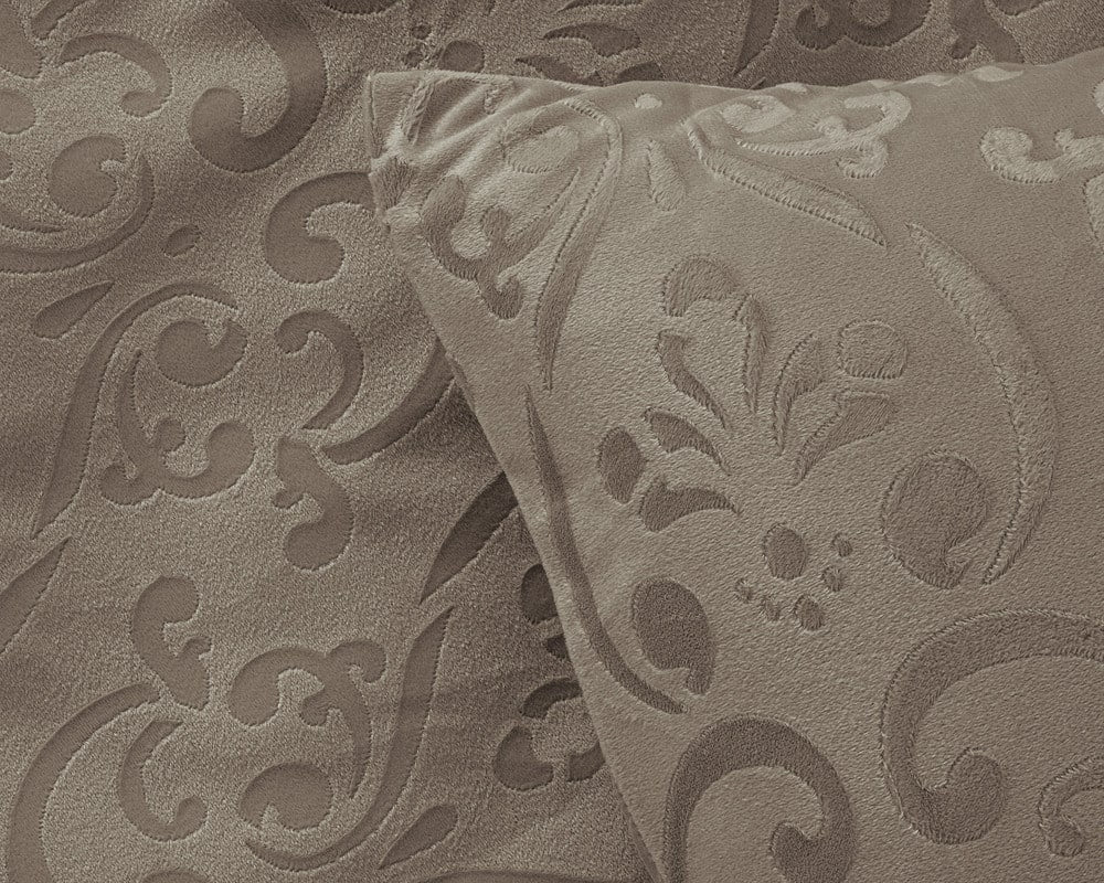Velvet dekbedovertrek Sultan - embossed - taupe - 1-persoons (140x220 + 60x70cm)