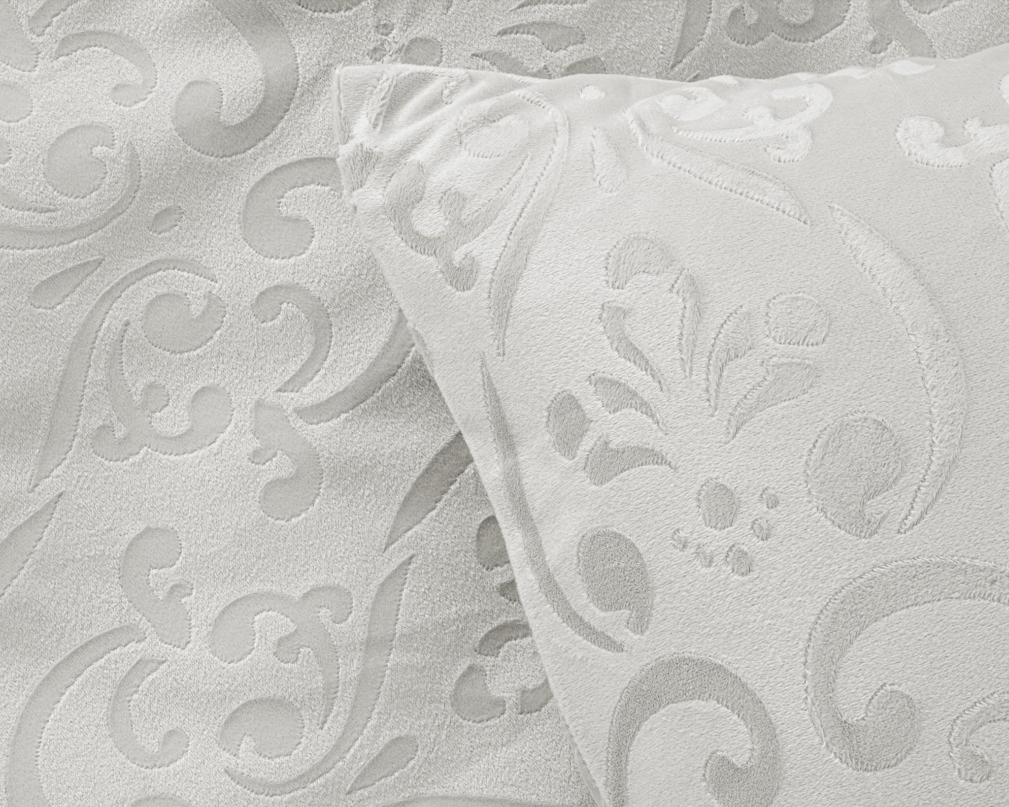 Velvet dekbedovertrek Sultan - embossed - wit - 1-persoons (140x220 + 60x70 cm)