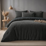 Teddy dekbedovertrek Check - antraciet - onderkant microvezel