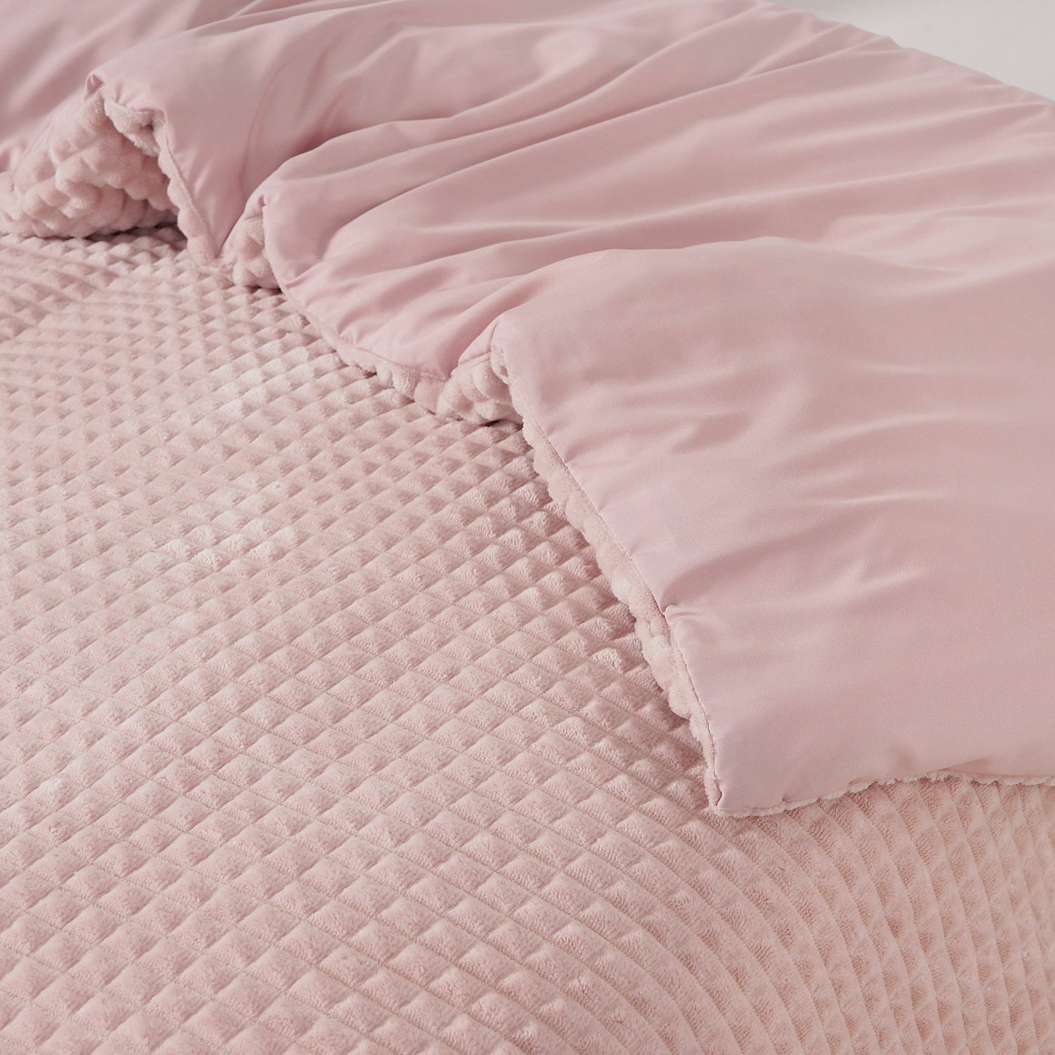 Teddy dekbedovertrek onderkant microvezel Check - roze