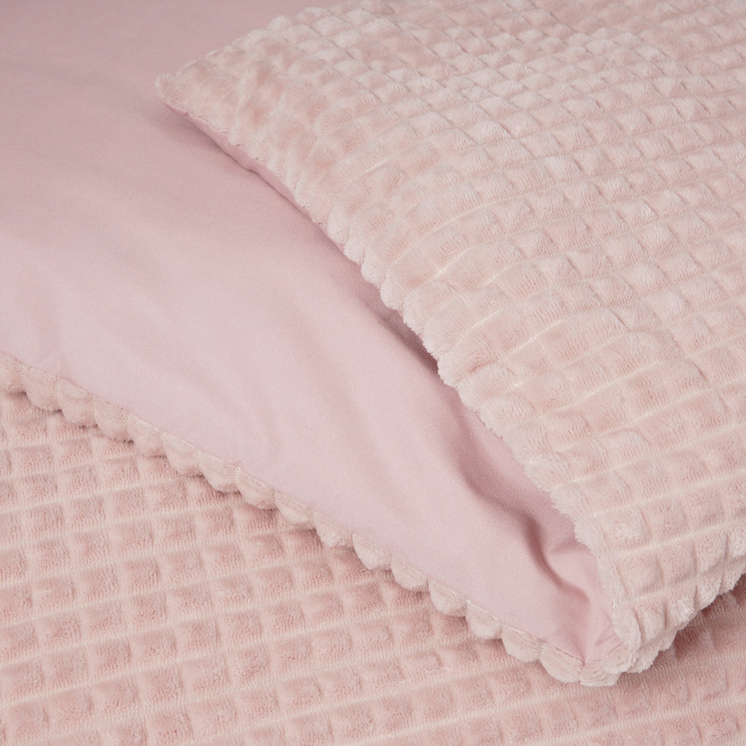 Teddy dekbedovertrek onderkant microvezel Check - roze