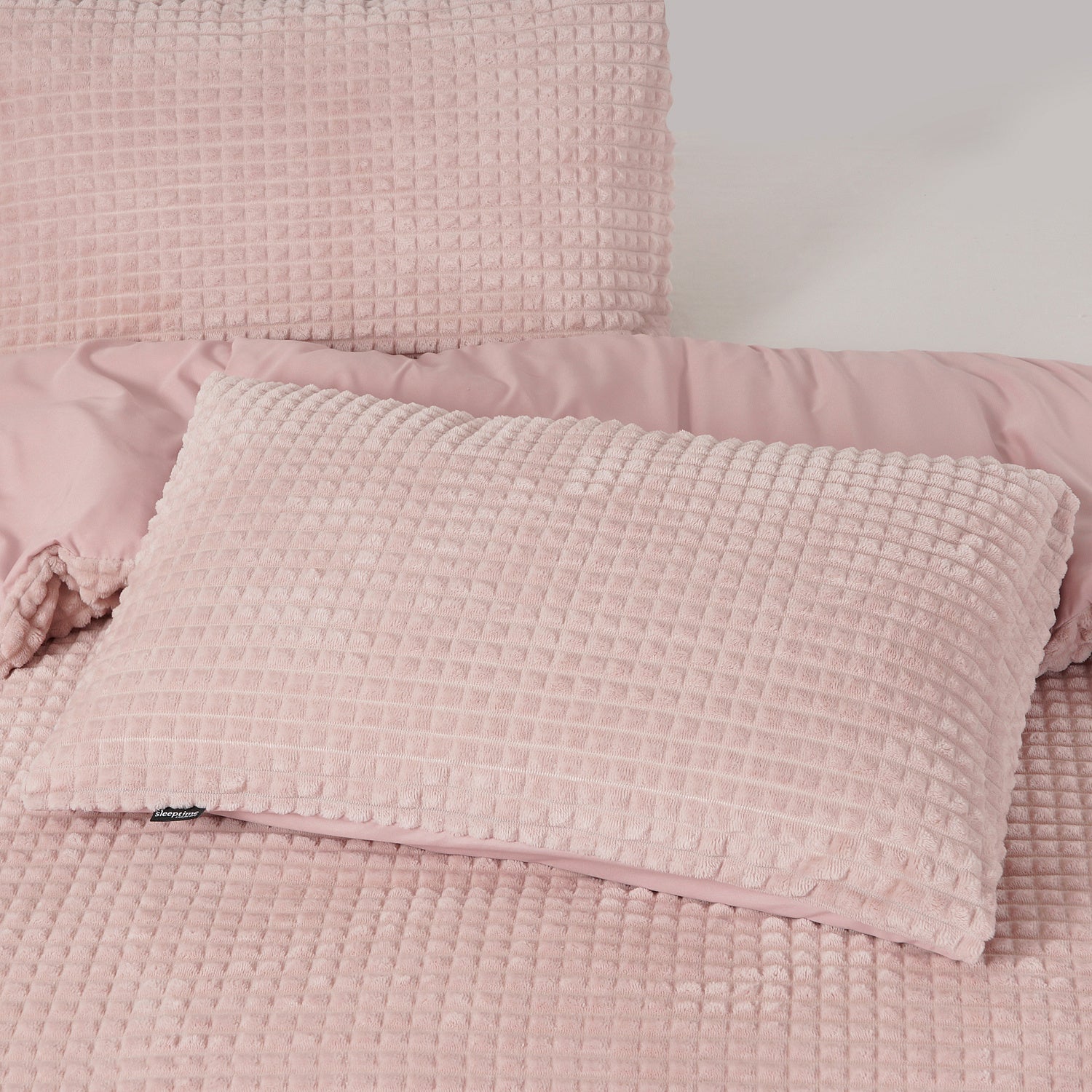 Teddy dekbedovertrek onderkant microvezel Check - roze