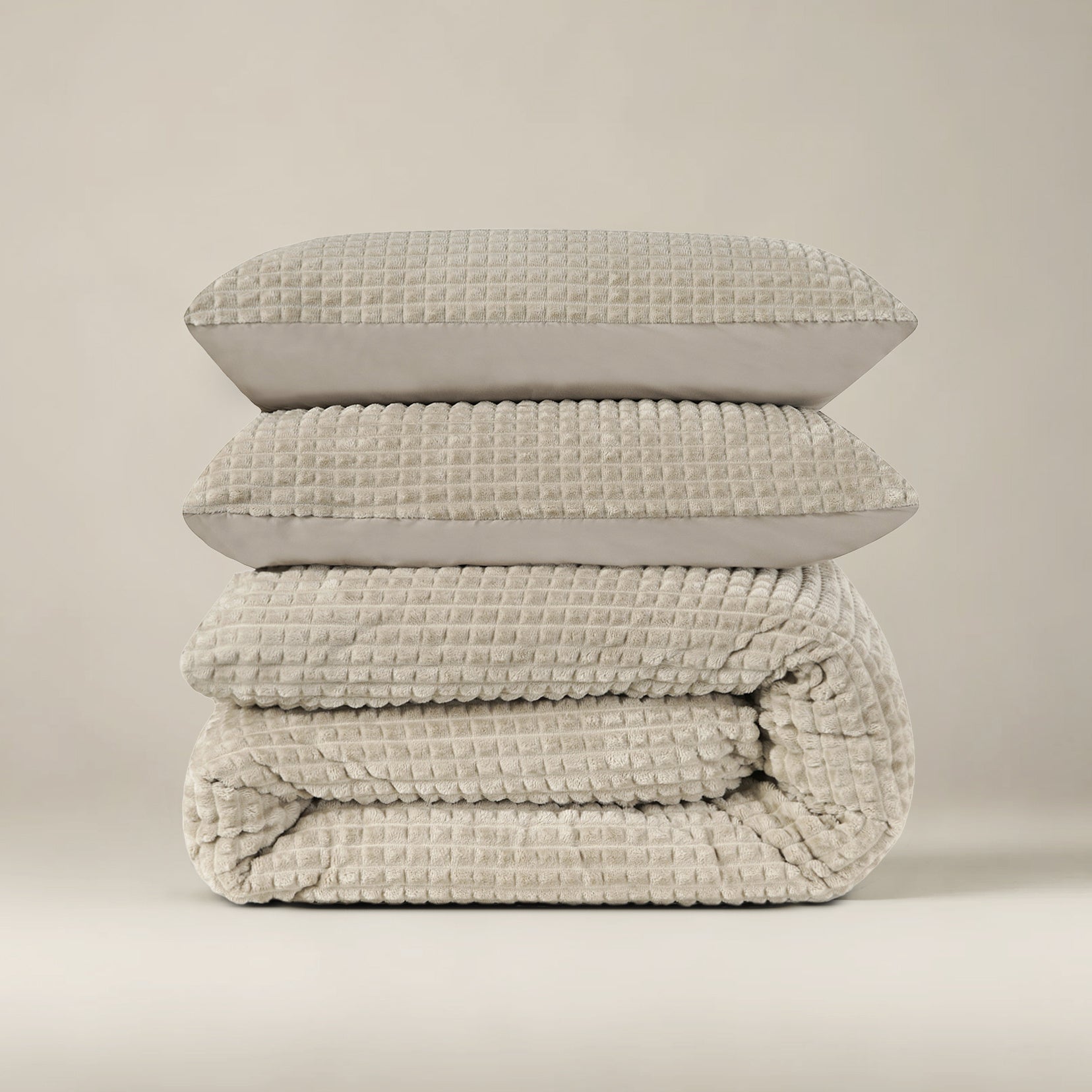Teddy dekbedovertrek onderkant microvezel Check - Taupe
