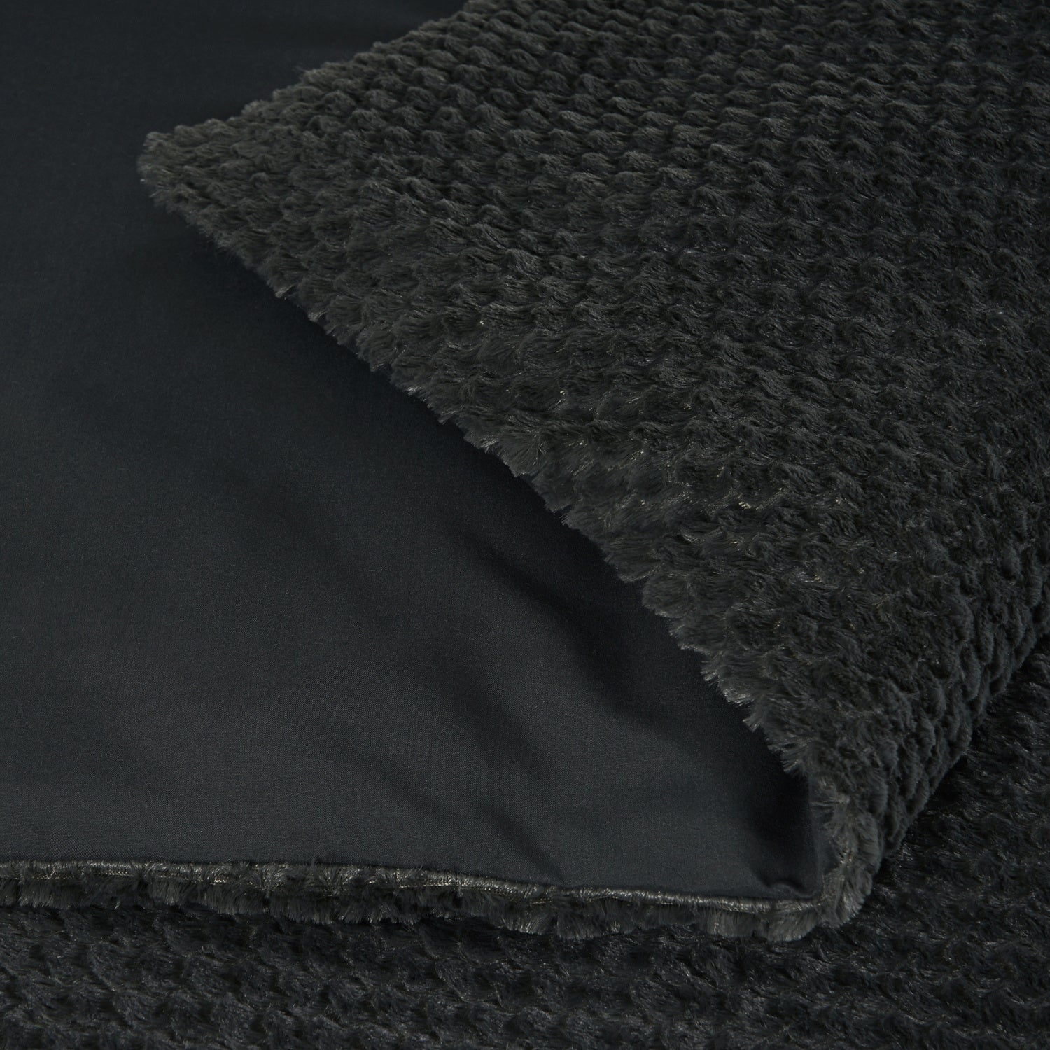 Teddy dekbedovertrek onderkant microvezel Fur - antraciet