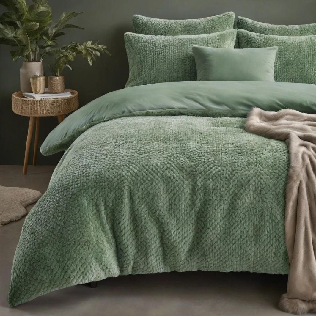 Teddy dekbedovertrek onderkant microvezel Fur - groen