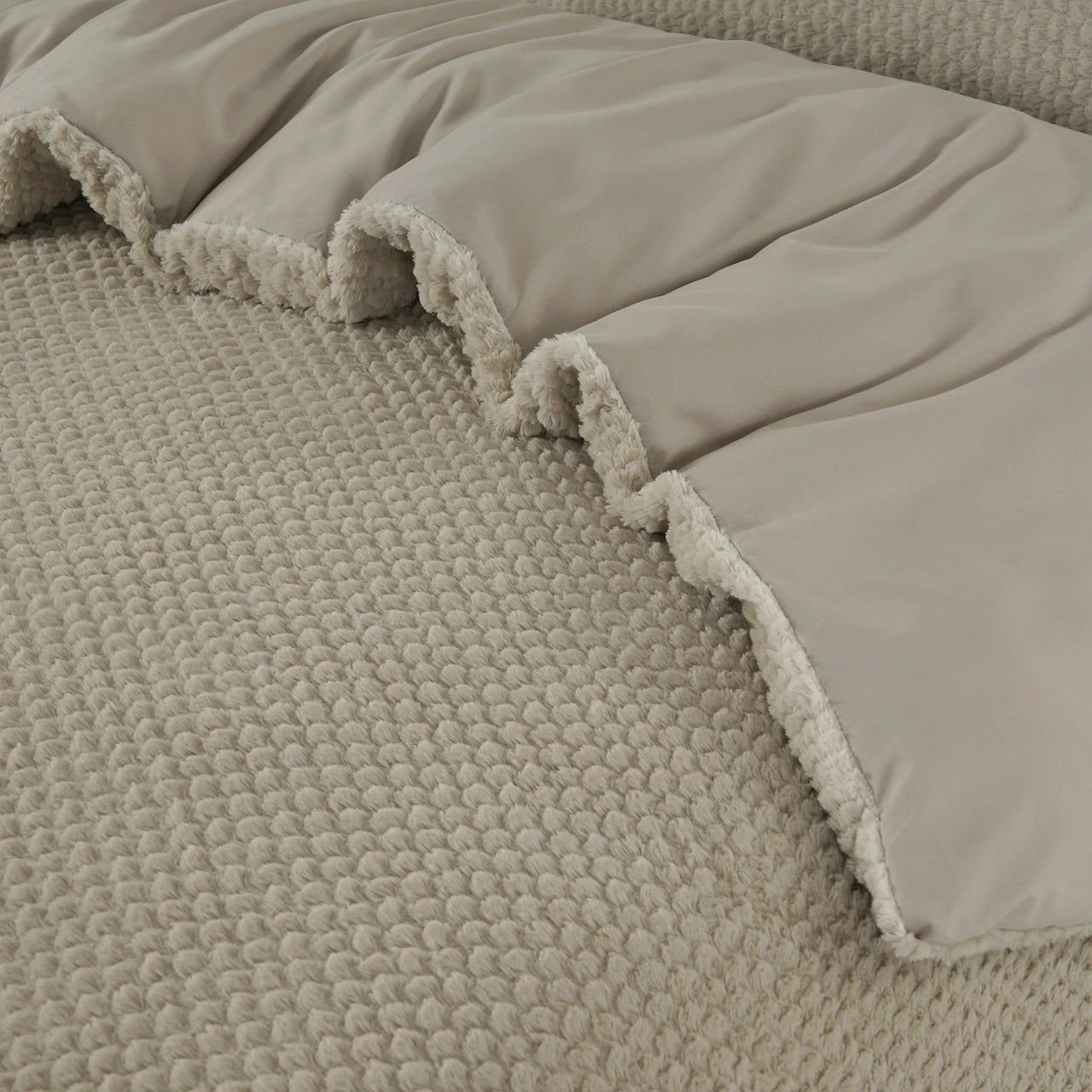 Dekbedovertrek Teddy Fur onderkant microvezel - taupe