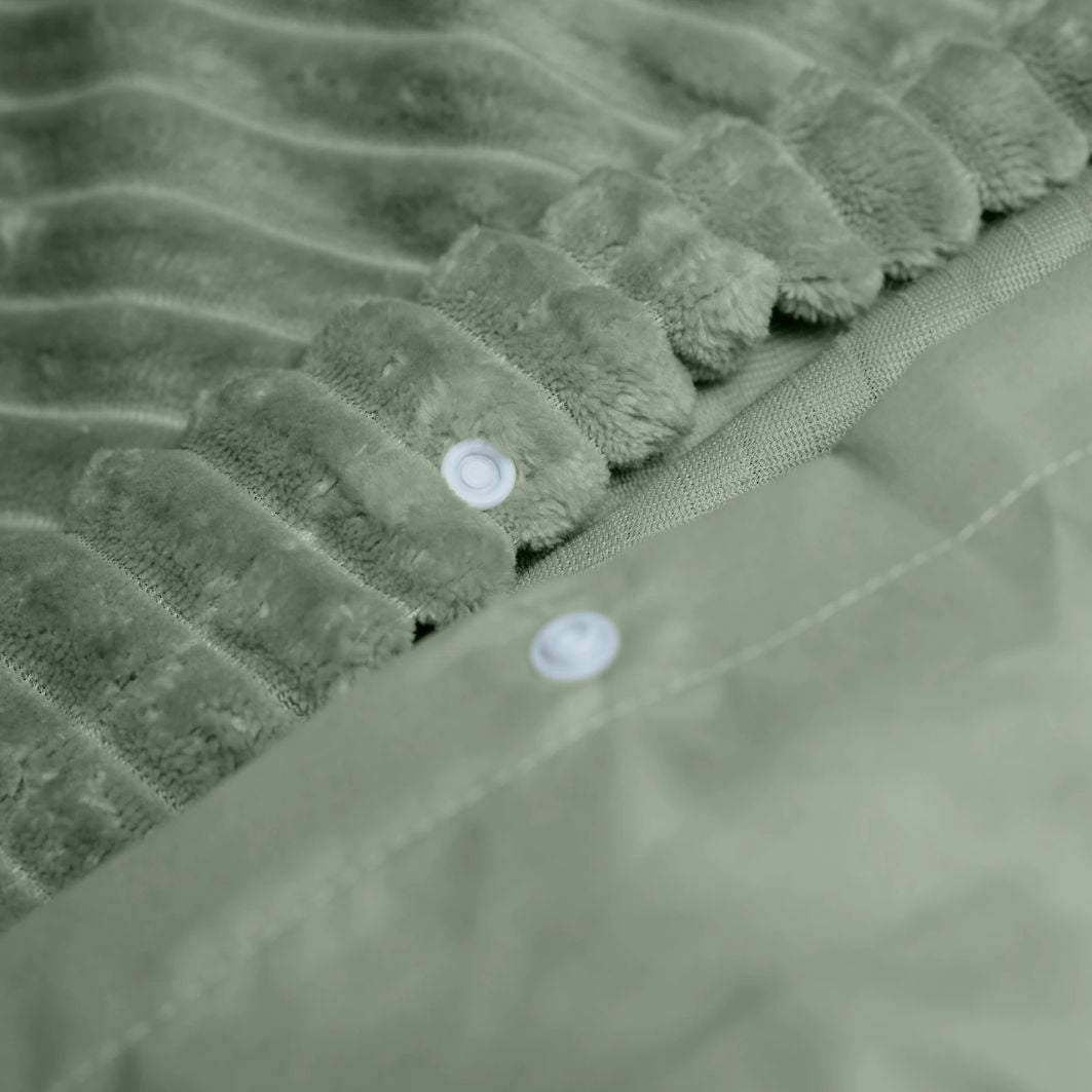 Teddy dekbedovertrek onderkant microvezel - Rib fleece - groen