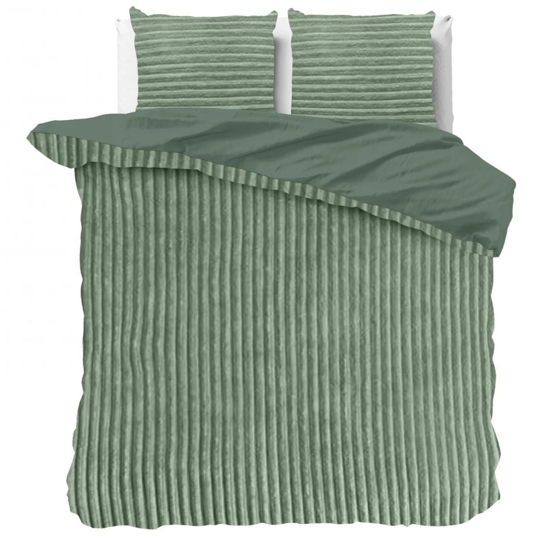 Teddy dekbedovertrek onderkant microvezel - Rib fleece - groen