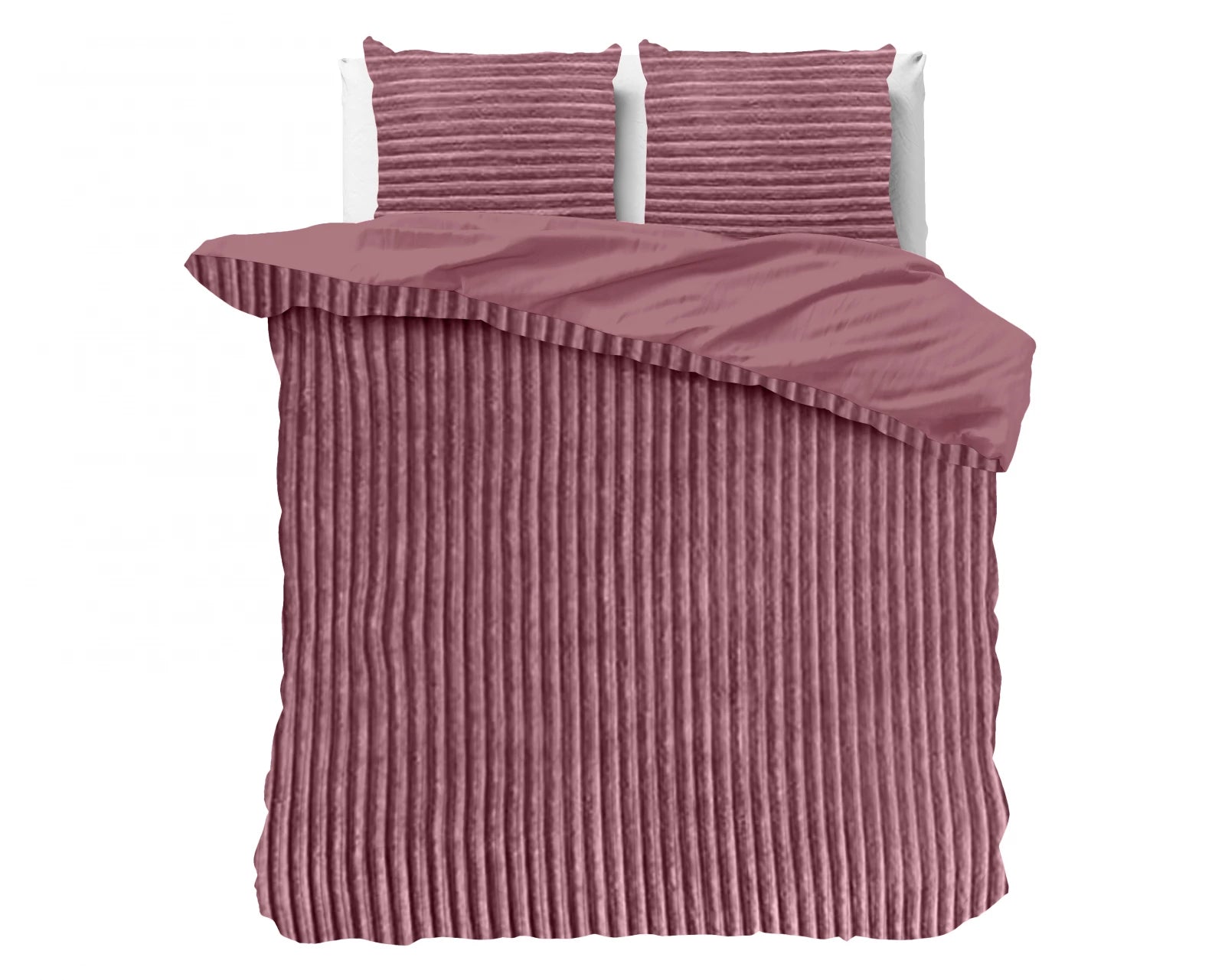 Teddy dekbedovertrek Rib fleece - oudroze - onderkant microvezel
