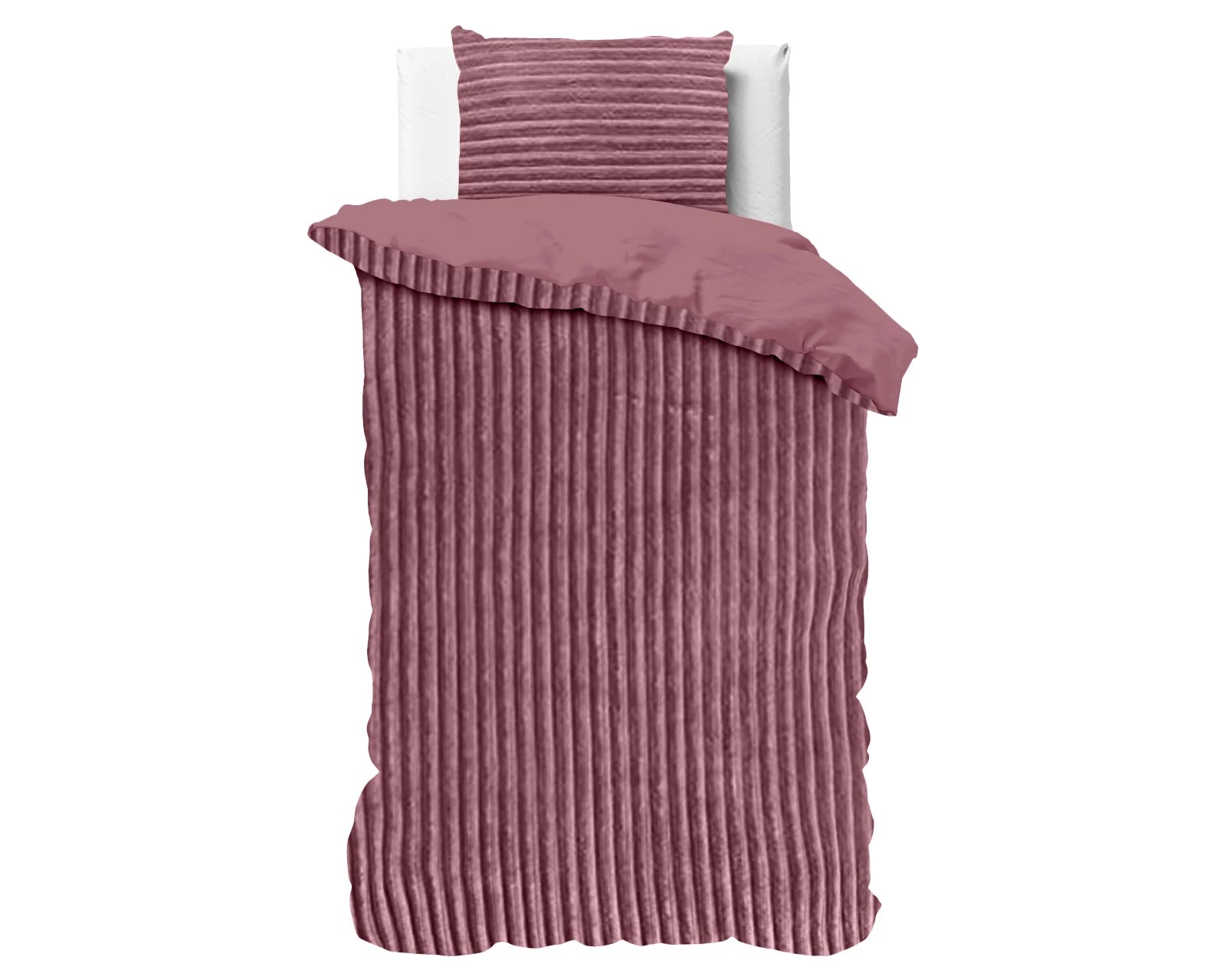 Teddy dekbedovertrek Rib fleece - oudroze - onderkant microvezel