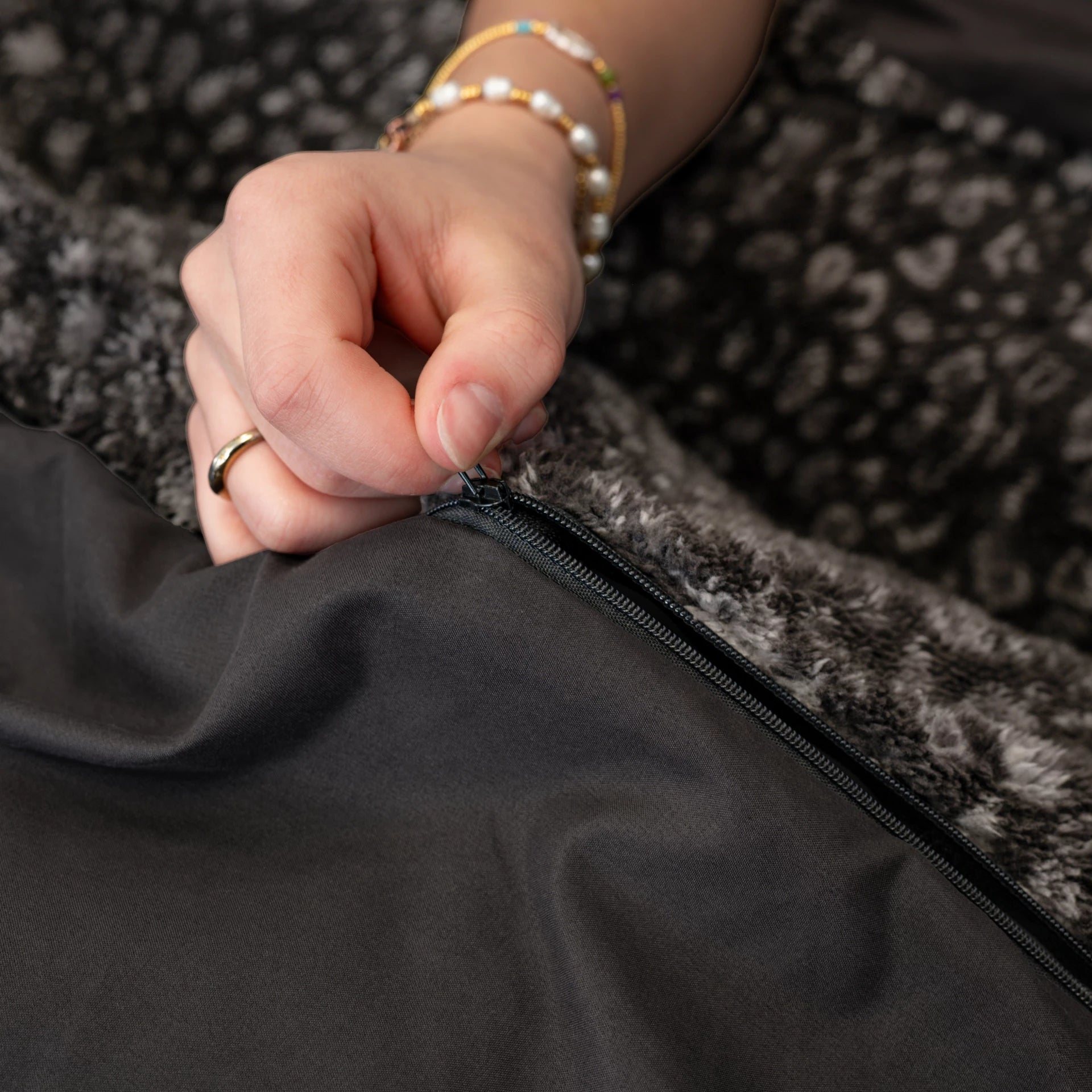 Teddy dekbedovertrek onderkant microvezel Tiger - zwart