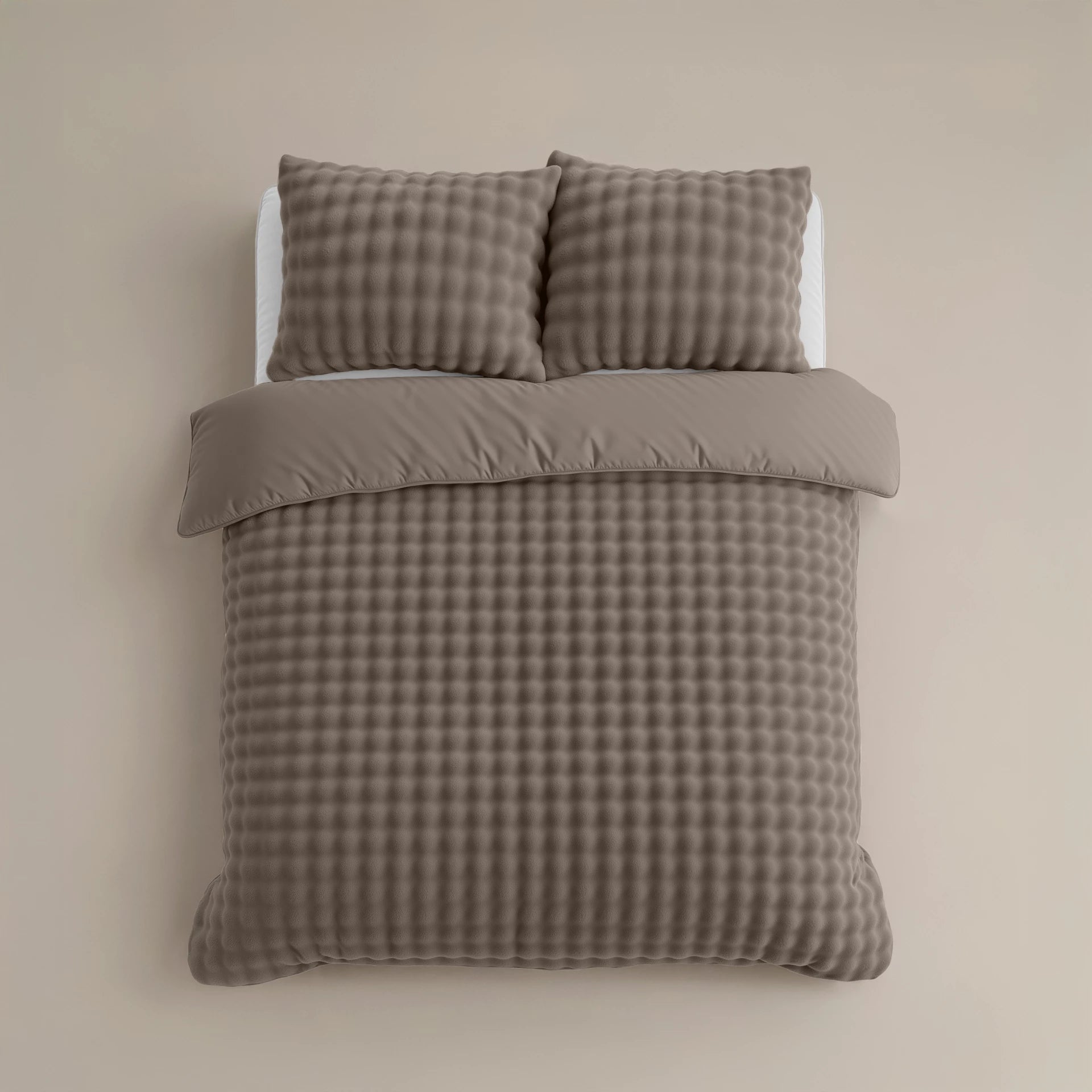 Fleece dekbedovertrek Pom Pom - Taupe