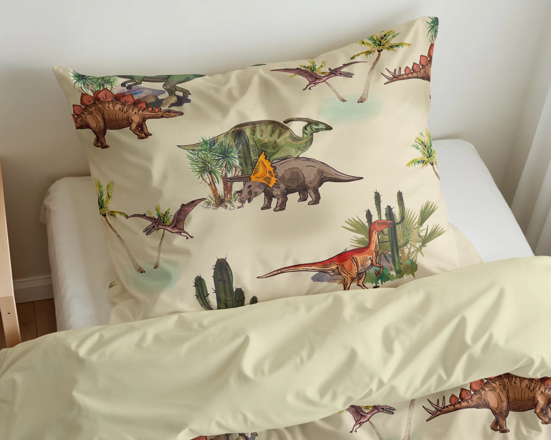 Kinderdekbedovertrek Dino - microvezel - 1-persoons (140x220 + 60x70 cm)