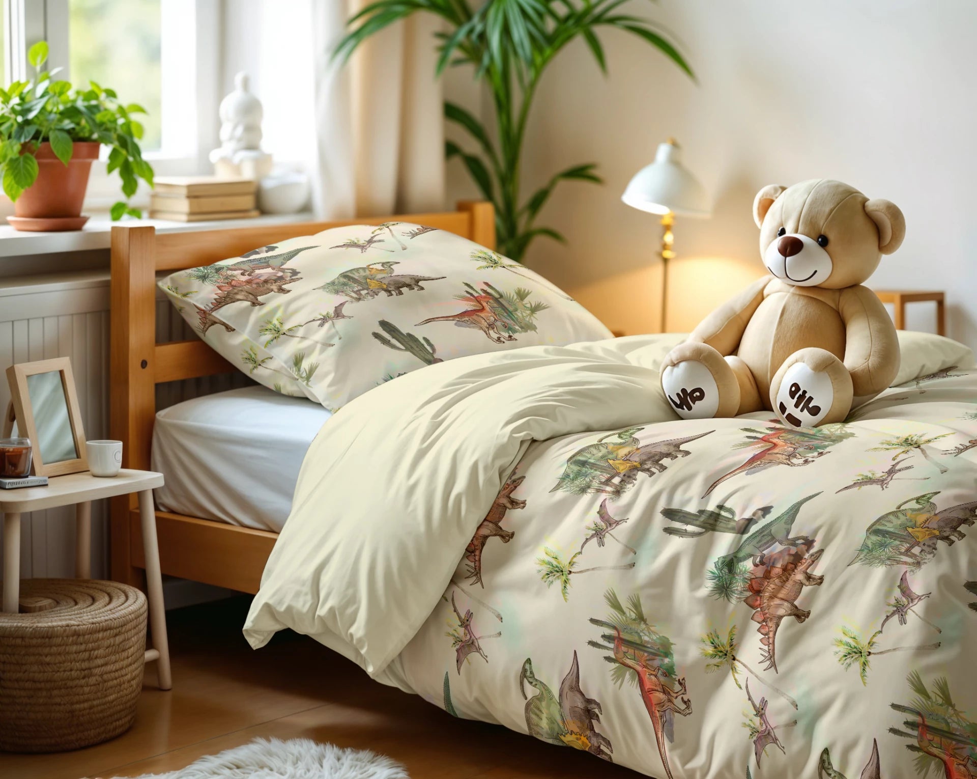 Kinderdekbedovertrek Dino - microvezel - 1-persoons (140x220 + 60x70 cm)