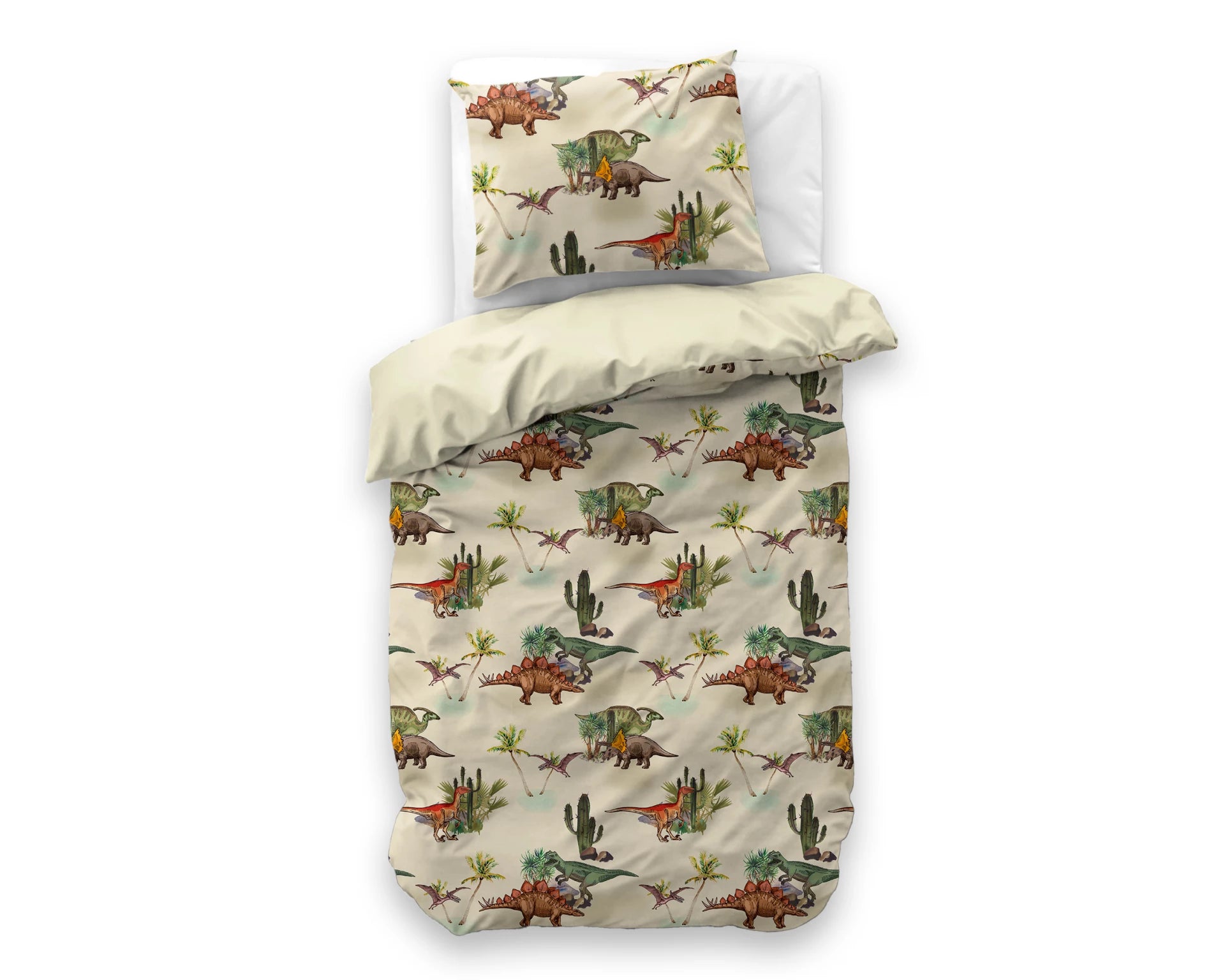 Kinderdekbedovertrek Dino - microvezel - 1-persoons (140x220 + 60x70 cm)