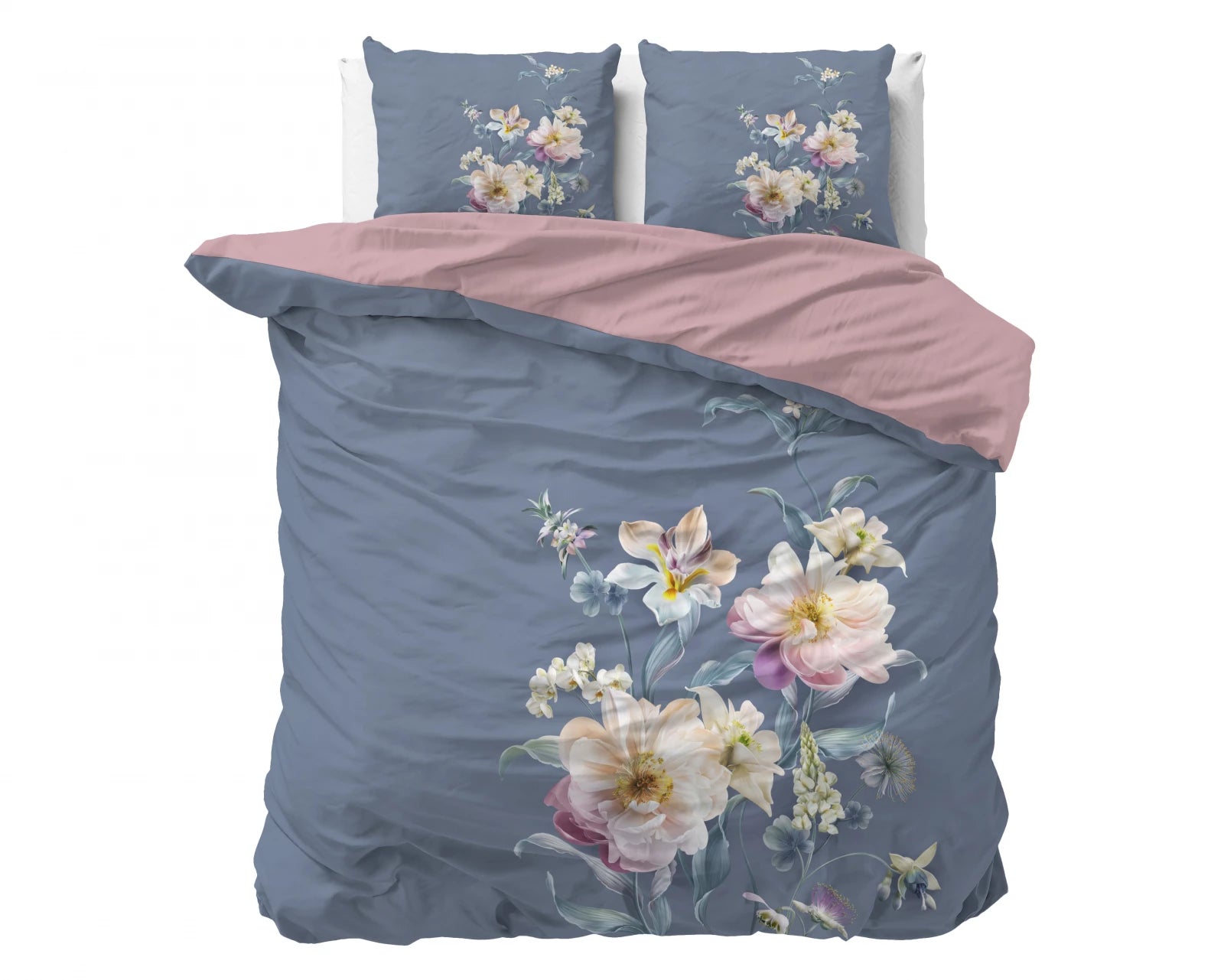 Sleeptime dekbedovertrek Gigi - bloemen - blauw - Microvezel
