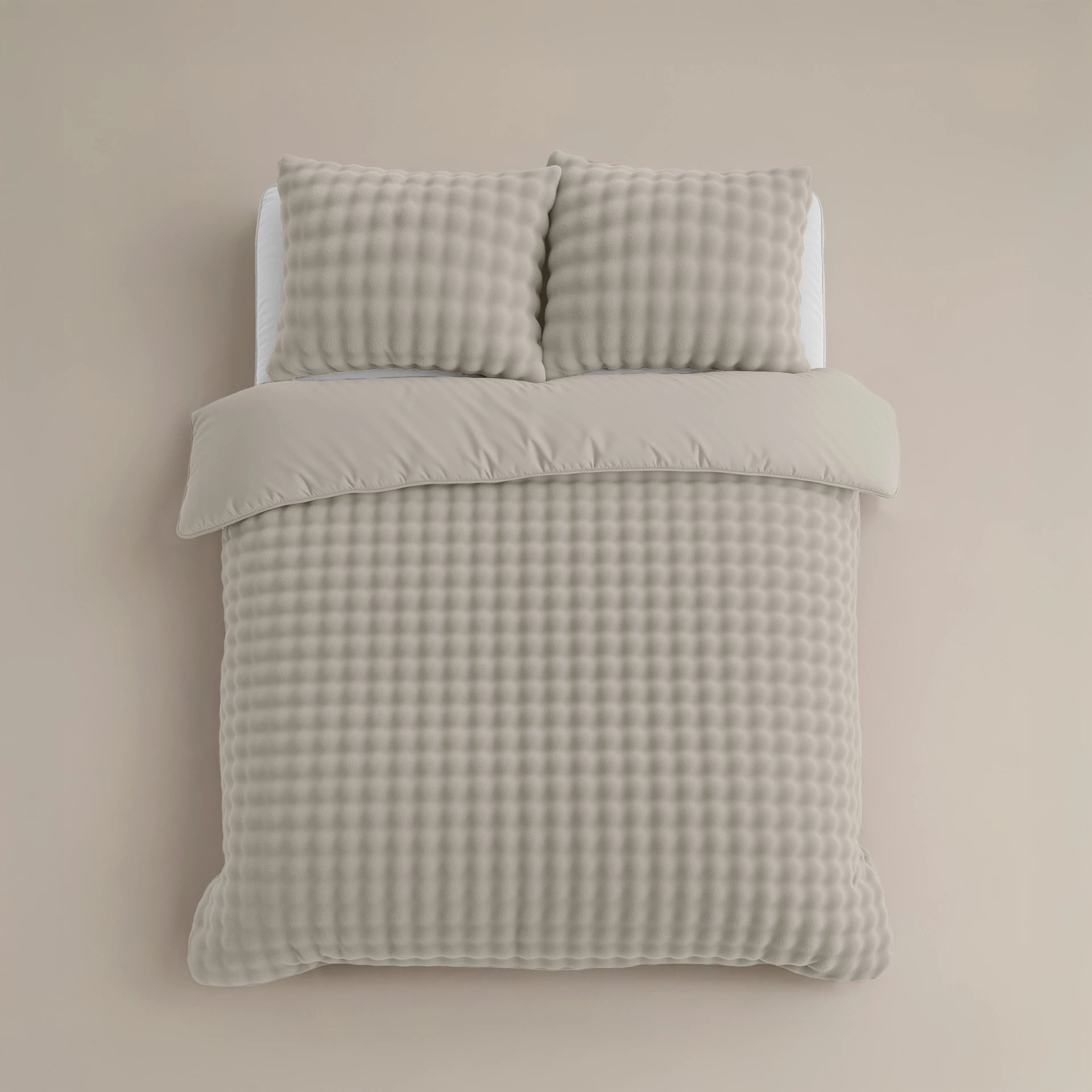 Fleece dekbedovertrek Pom Pom - Beige