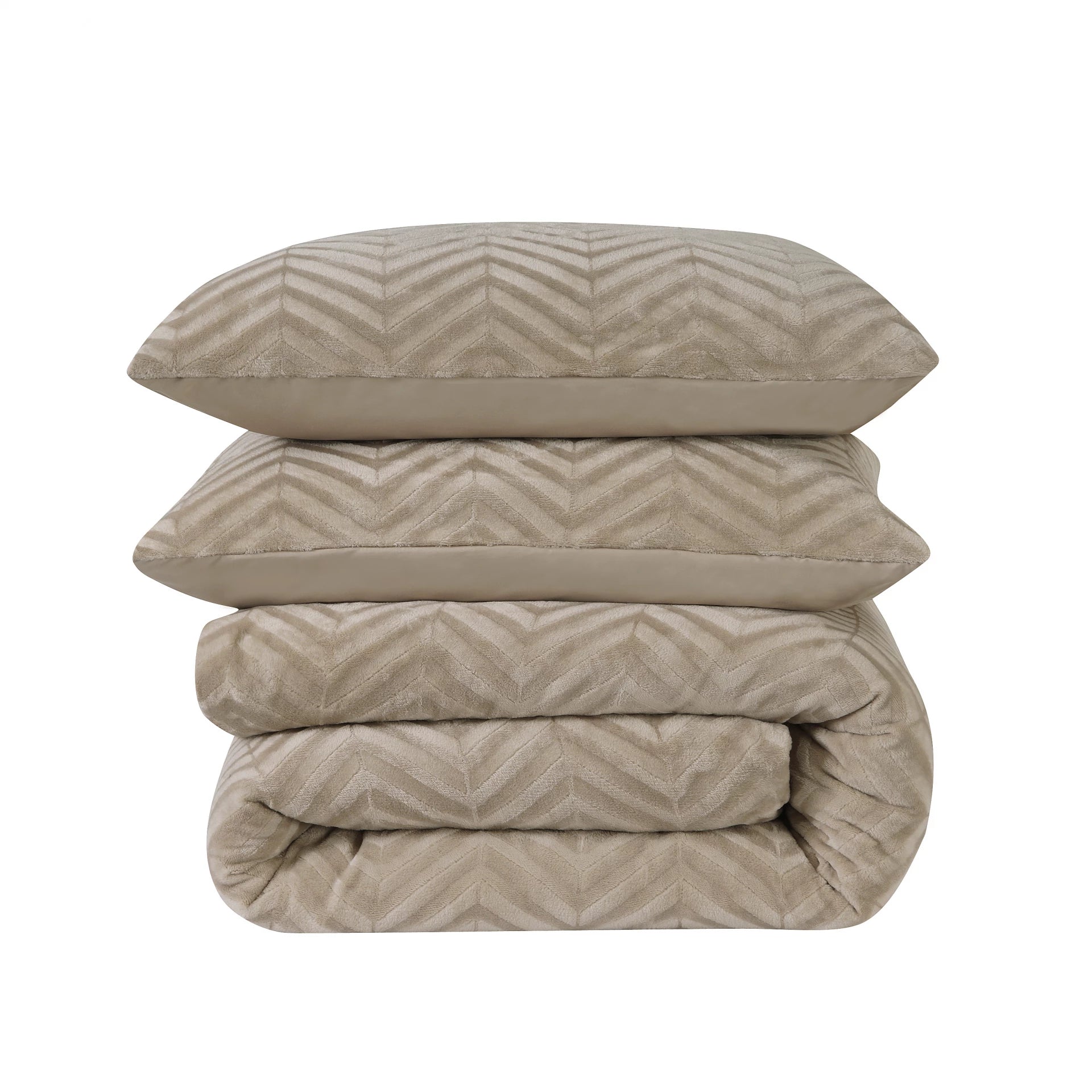 Teddy dekbedovertrek onderkant microvezel - Chevron - Taupe