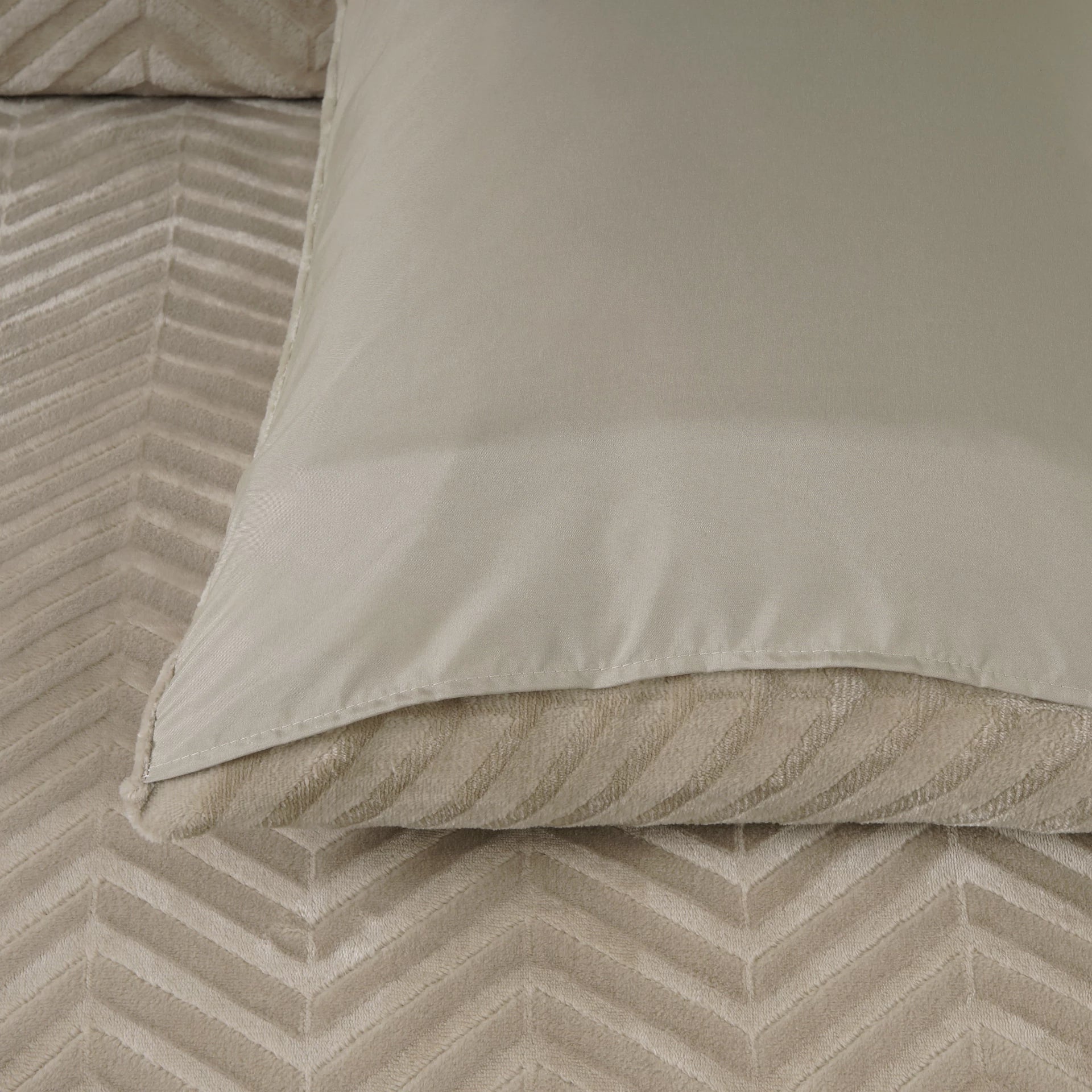 Teddy dekbedovertrek onderkant microvezel - Chevron - Taupe