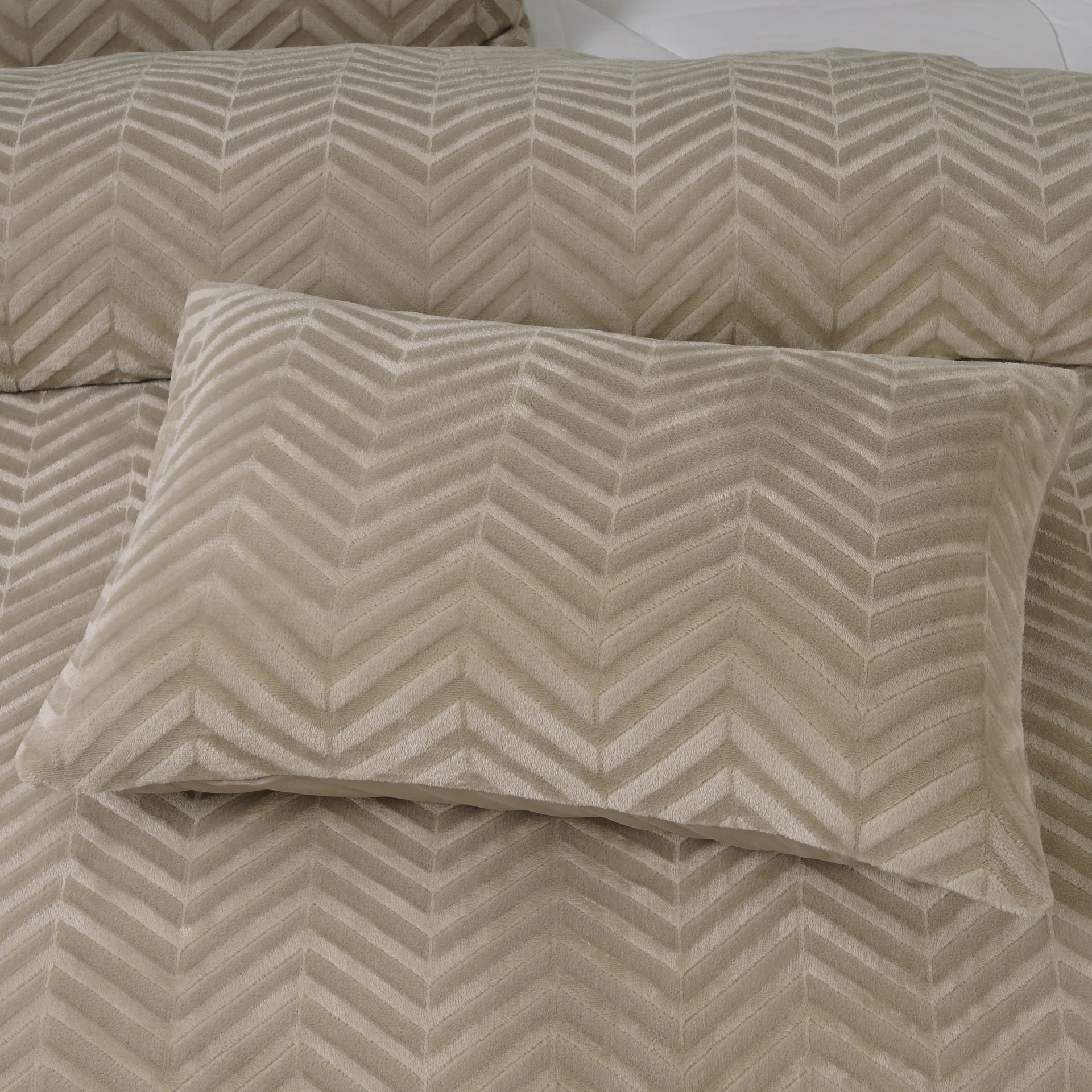 Teddy dekbedovertrek onderkant microvezel - Chevron - Taupe