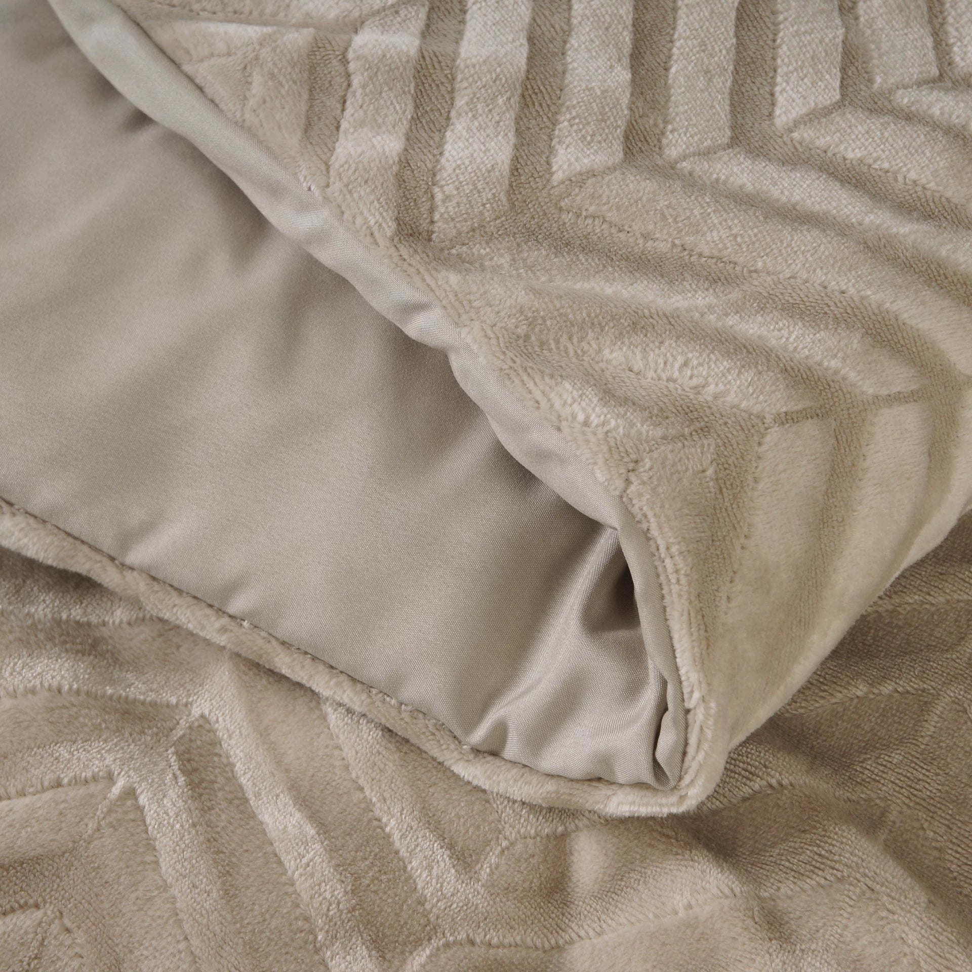 Teddy dekbedovertrek onderkant microvezel - Chevron - Taupe