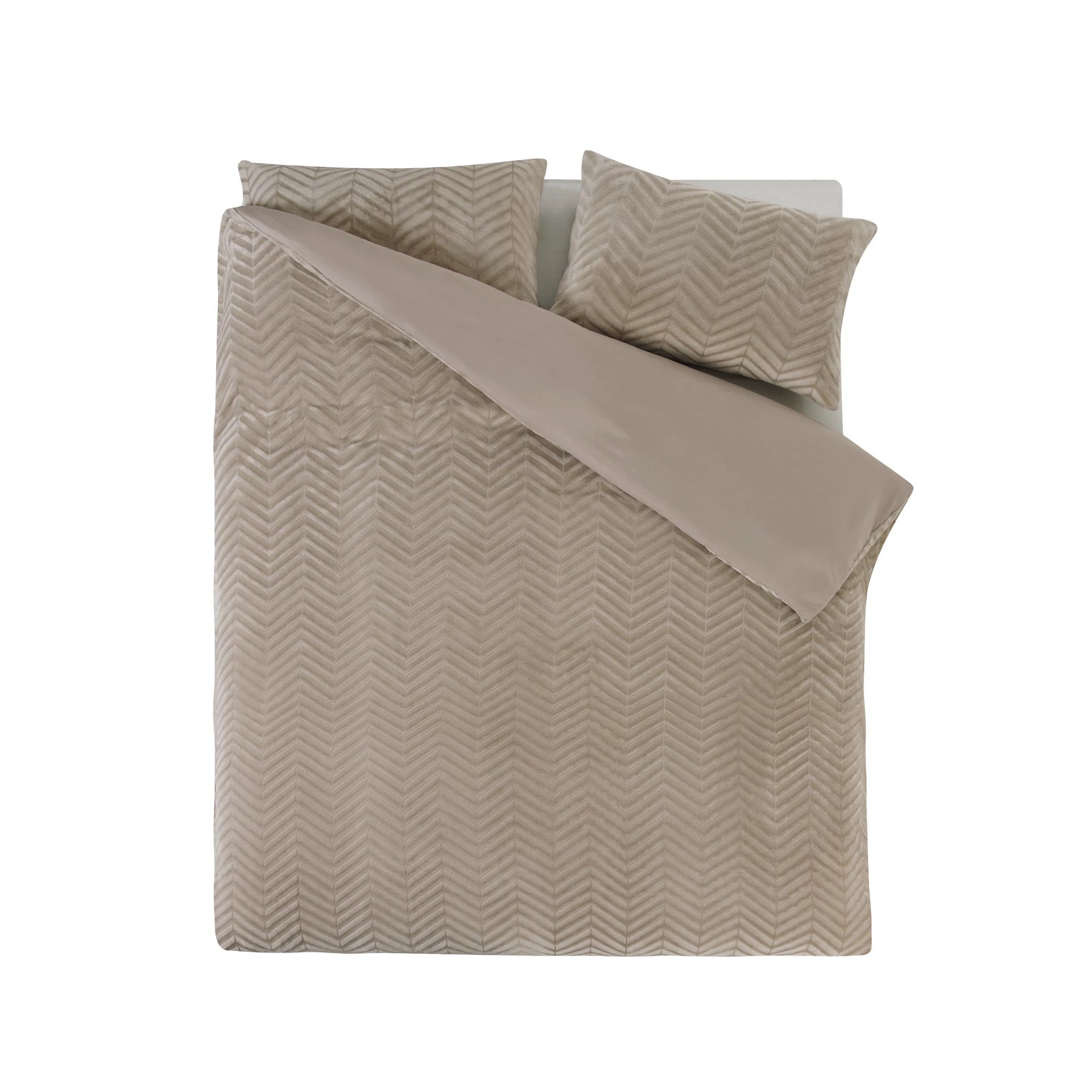 Teddy dekbedovertrek onderkant microvezel - Chevron - Taupe