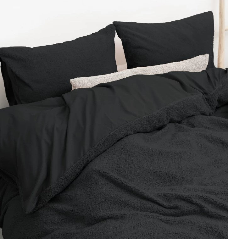 Teddy dekbedovertrek onderkant microvezel - antraciet