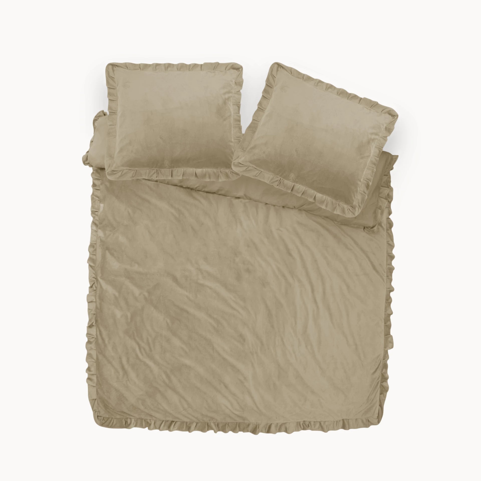 Velvet dekbedovertrek ruffles - Iced Coffee