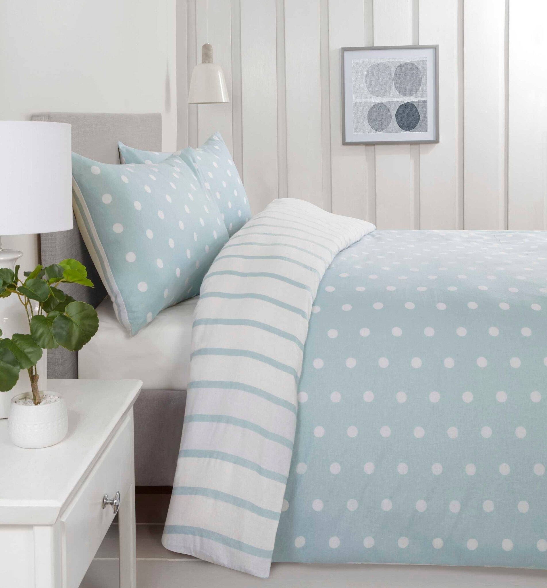 So Soft dekbedovertrek Spots & Stripes - blauw - Microvezel