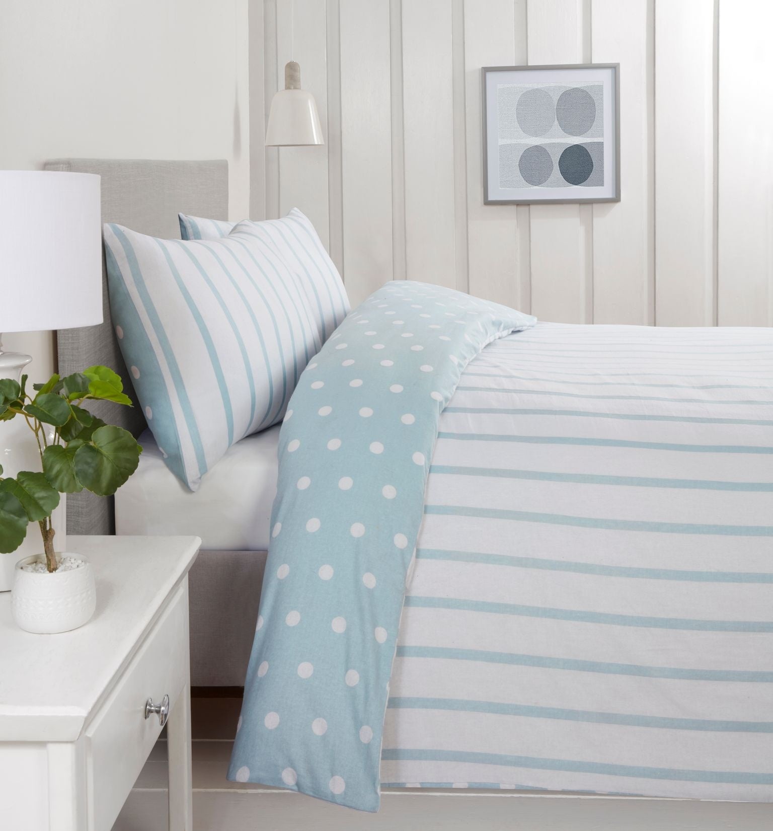 So Soft dekbedovertrek Spots & Stripes - blauw - Microvezel