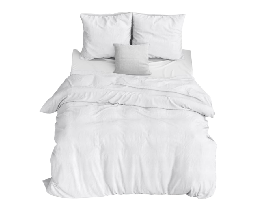 Katoen dekbedovertrek Stone washed - wit - 1-persoons (140x220 + 60x70cm)