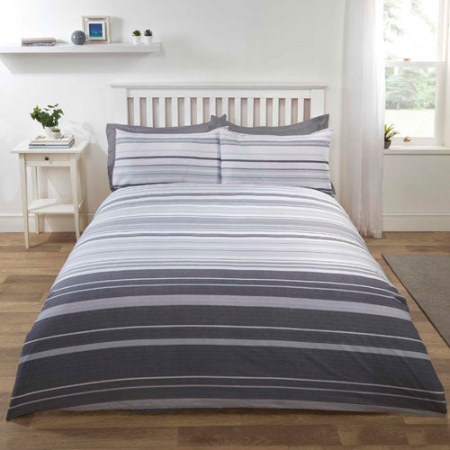 Dekbedovertrek Staford stripe grijs - Polykatoen - 1-persoons (135x200 + 50x75cm)
