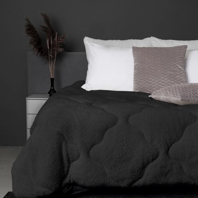 All in one lazy dekbed teddy - Dekbed en overtrek in 1 - Antraciet