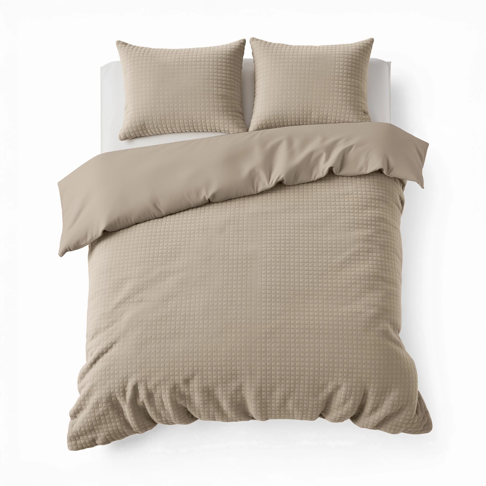 Teddy dekbedovertrek onderkant microvezel Check - Taupe