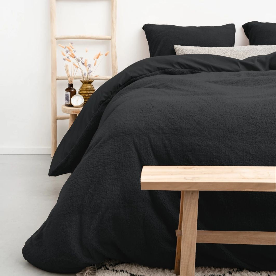 Teddy dekbedovertrek onderkant microvezel - antraciet