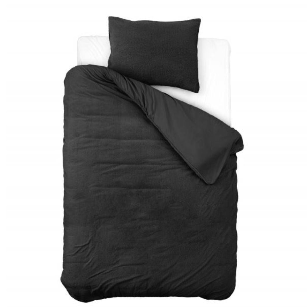 Teddy dekbedovertrek onderkant microvezel - antraciet